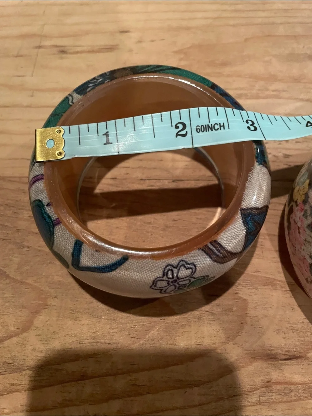 NWOT wooden botanical bangle bracelets (2) chunky boho floral